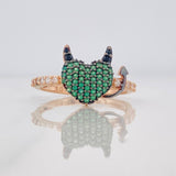 Anillo Corazon Devil 2.65g / T8 Tres Oros 18K