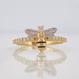 Anillo Abeja 2g / T6 3/4 Dos Oros Amarillo Blanco 18K