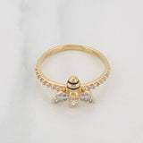 Anillo Abeja 2g / T6 3/4 Dos Oros Amarillo Blanco 18K