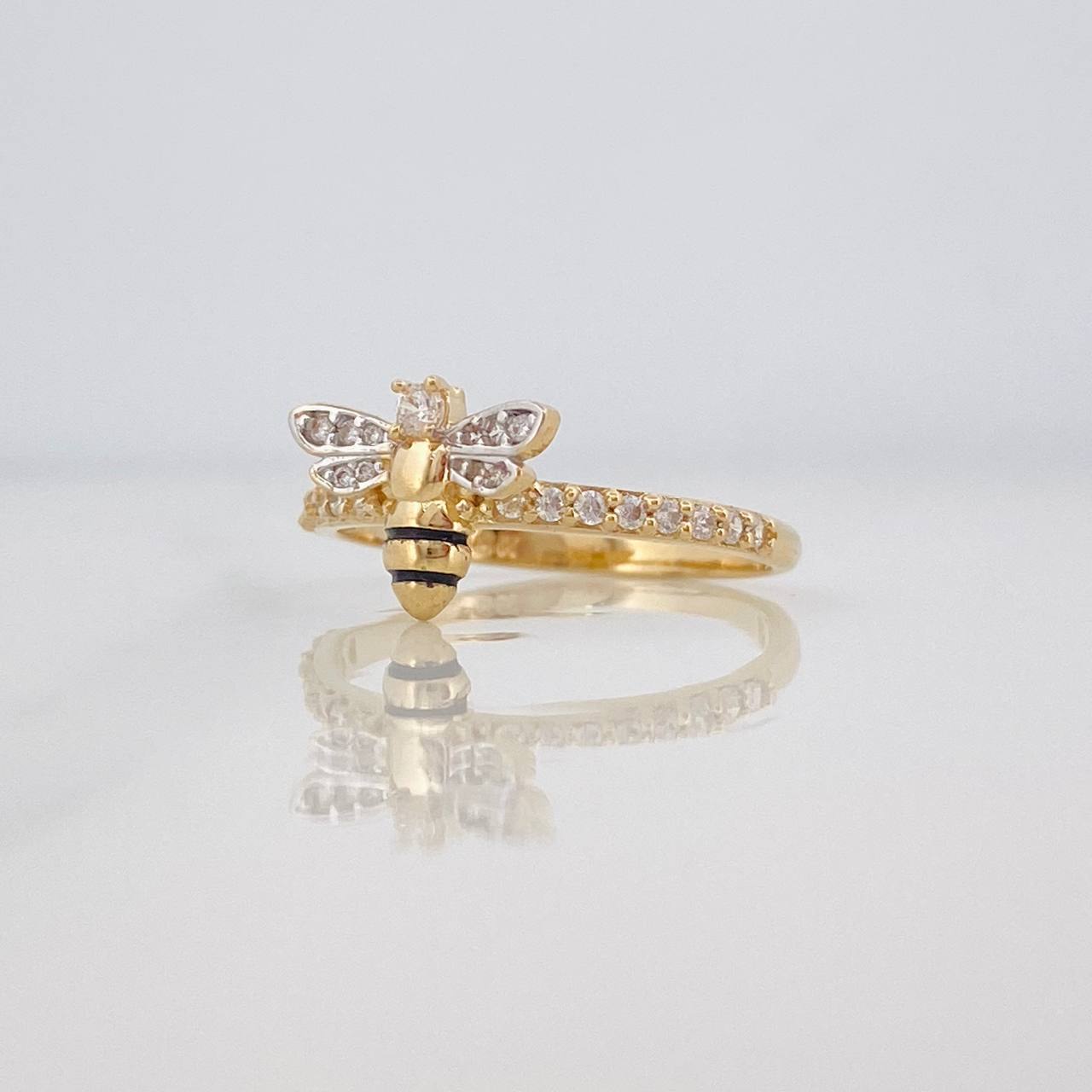 Anillo Abeja 2g / T6 3/4 Dos Oros Amarillo Blanco 18K
