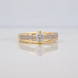 Anillo Solitario Puente 2.25g / T6 3/4 Dos Oros Amarillo Blanco 18K