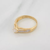 Anillo Solitario Puente 2.25g / T6 3/4 Dos Oros Amarillo Blanco 18K