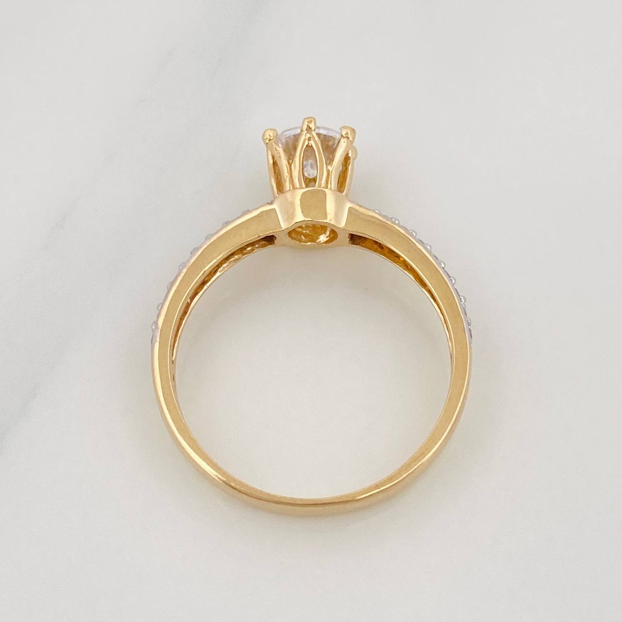 Anillo Solitario Churumbela 2.75g / T6 1/4 Dos Oros Amarillo Blanco 18K