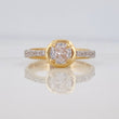 Anillo Halo Cuadrado 3.5g / T7 1/4 Dos Oros Amarillo Blanco 18K