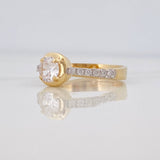 Anillo Halo Cuadrado 3.5g / T7 1/4 Dos Oros Amarillo Blanco 18K