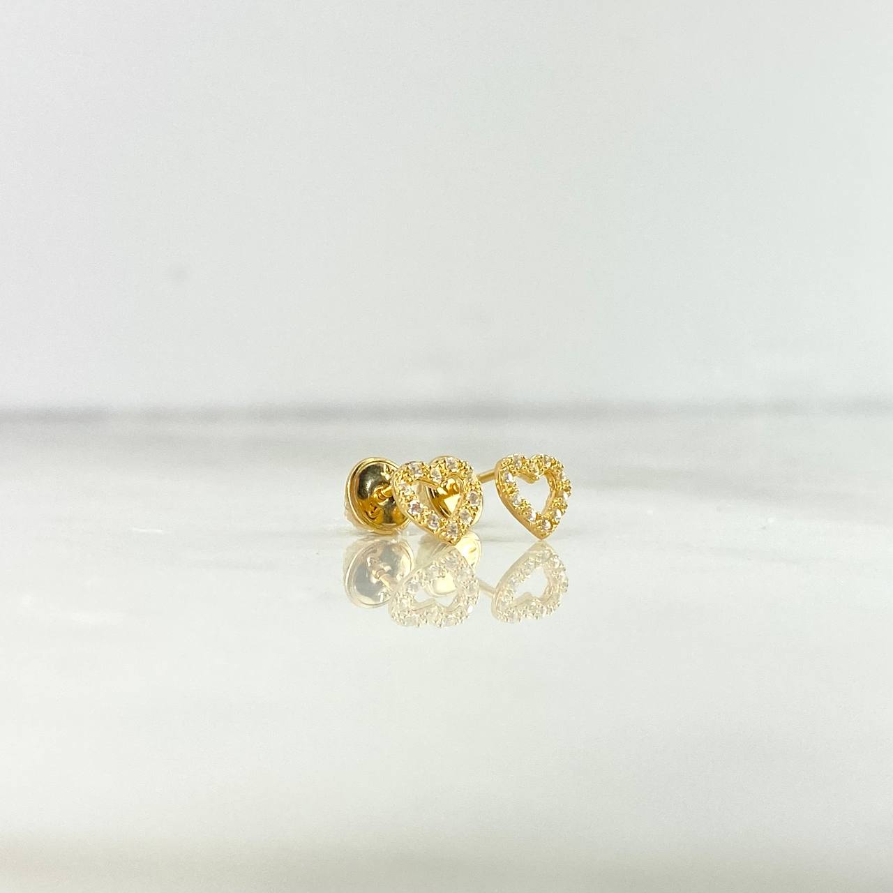 Topos Silueta Corazón 0.85gr / Circones Blancos Oro Amarillo ©