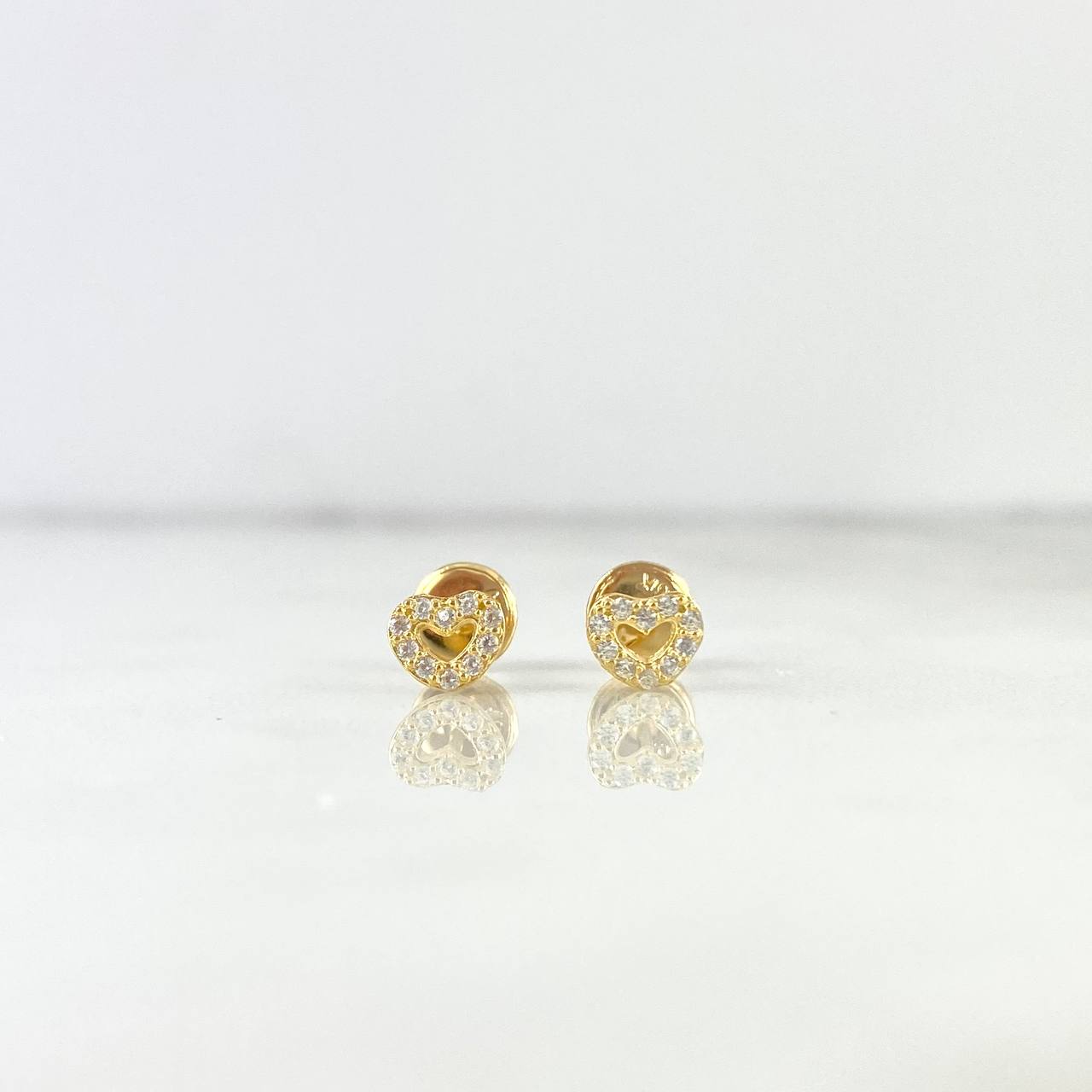 Topos Silueta Corazón 0.7gr / Circones Blancos Oro Amarillo ©
