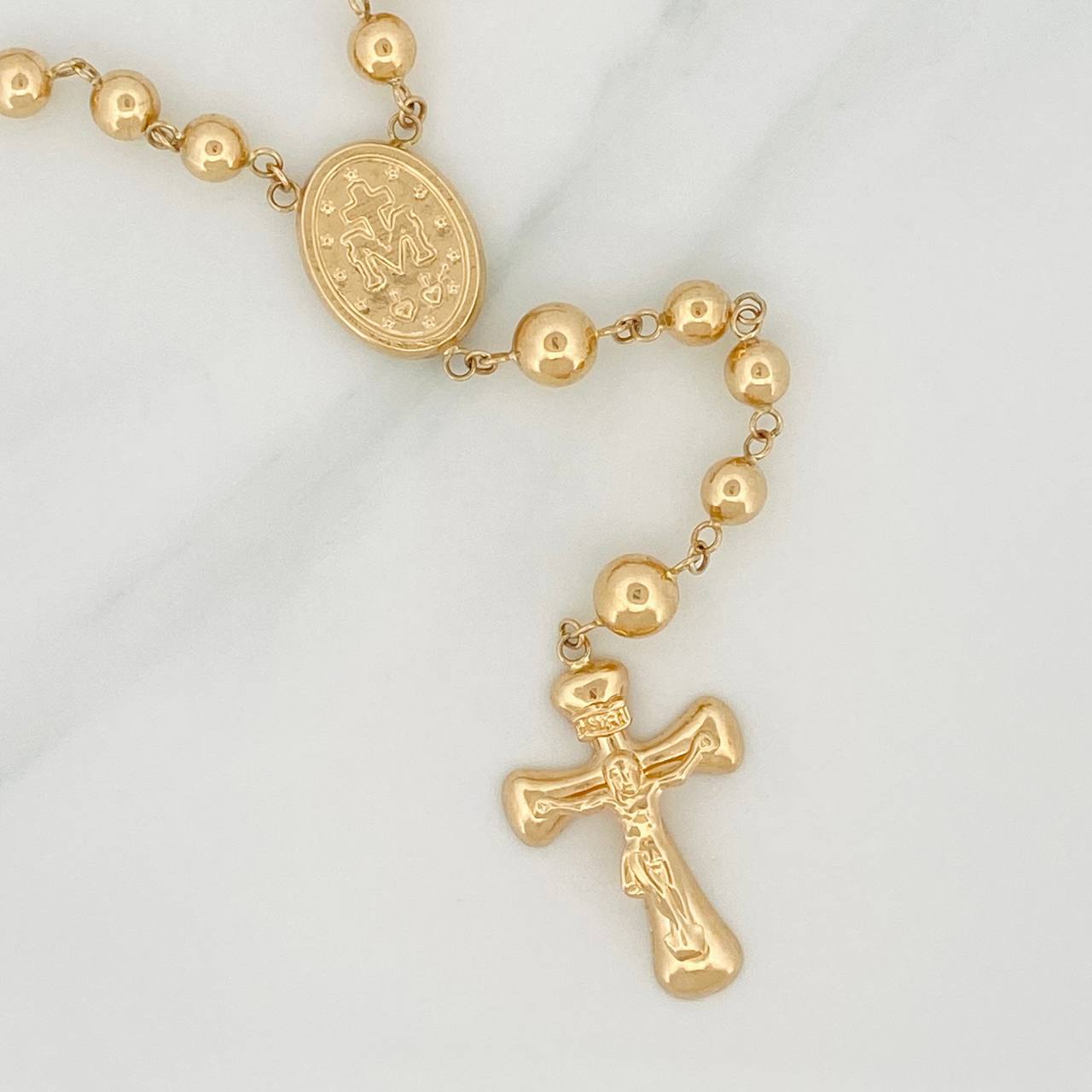 Rosario Virgen Milagrosa 12.2gr / 52.5cm / 6mm-5mm Oro Amarillo 18K $