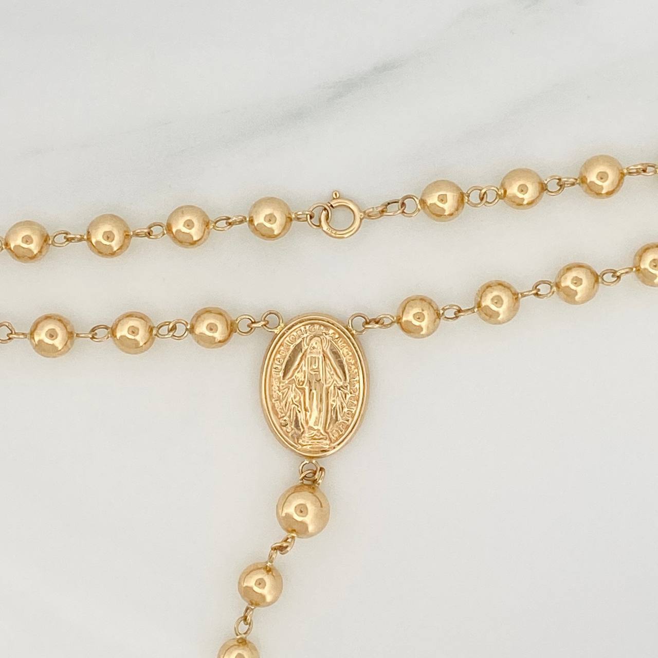 Rosario Virgen Milagrosa 12.2gr / 52.5cm / 6mm-5mm Oro Amarillo 18K $