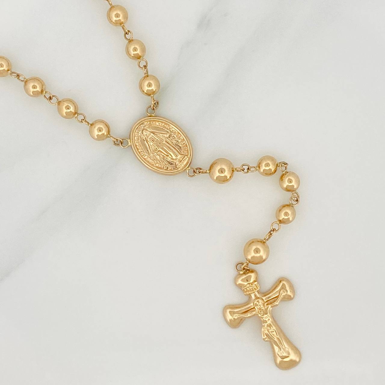 Rosario Virgen Milagrosa 12.2gr / 52.5cm / 6mm-5mm Oro Amarillo 18K $