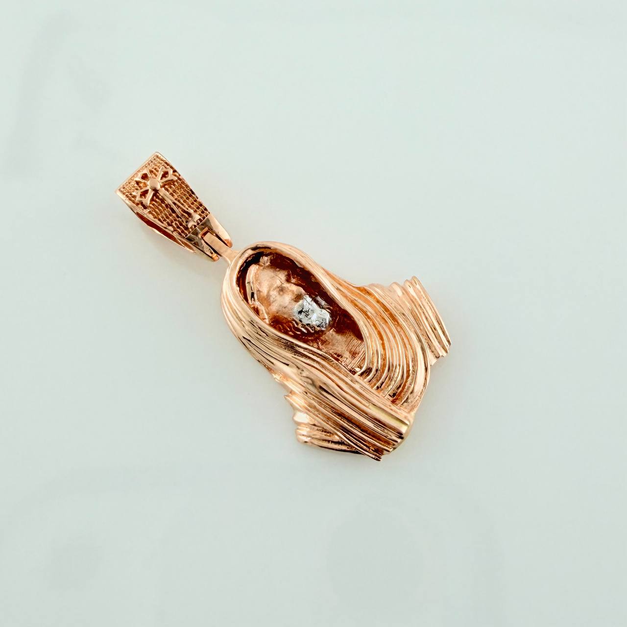 Dije Rostro Cristo 3.35gr / 2.8cm / Dos Oros Blanco Rosa &