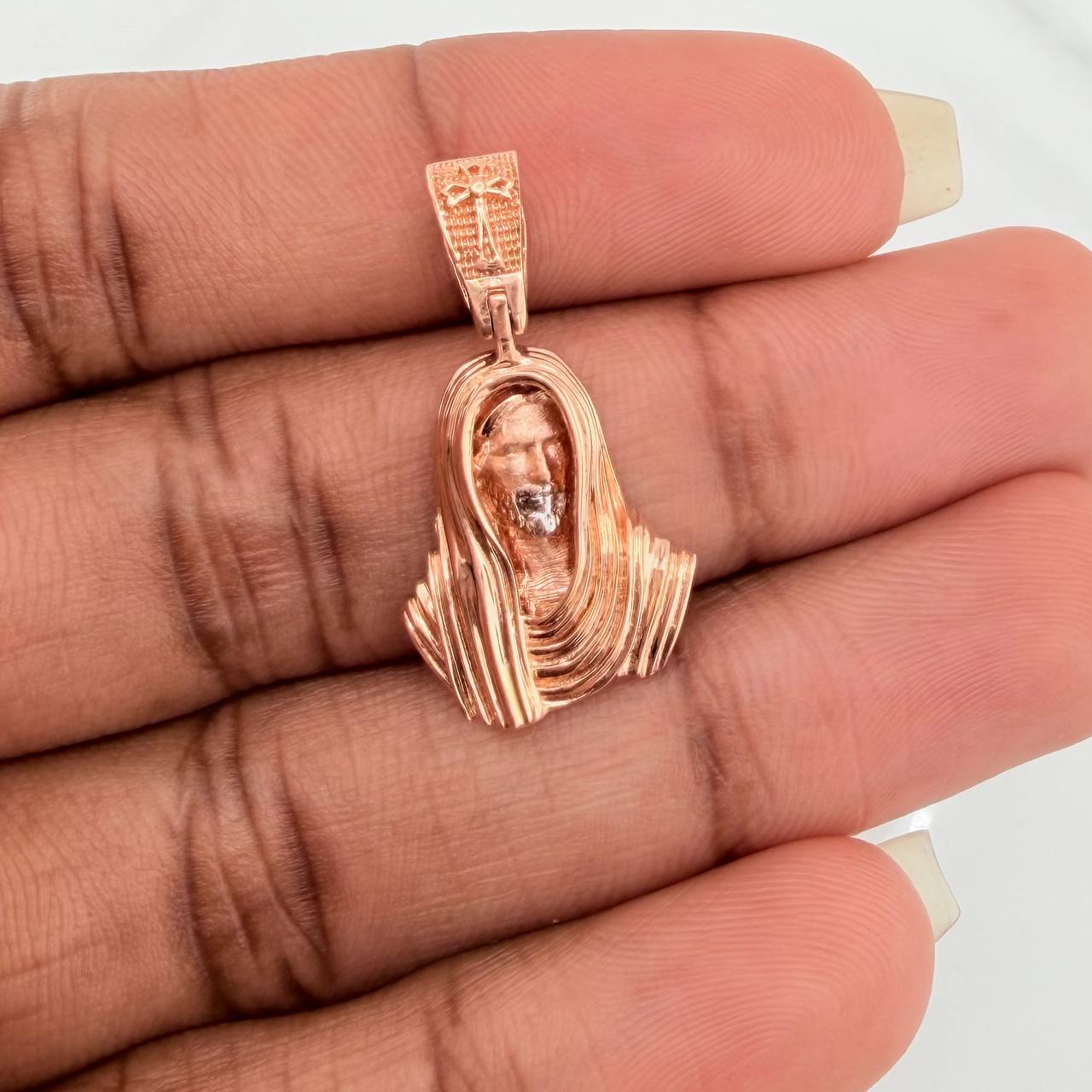 Dije Rostro Cristo 3.35gr / 2.8cm / Dos Oros Blanco Rosa &