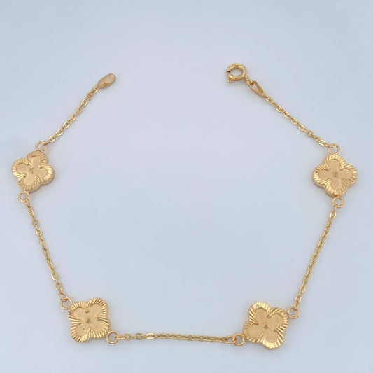 Pulso Trebol Aro Seguido 3.1gr / 19cm / Oro Amarillo 18K &