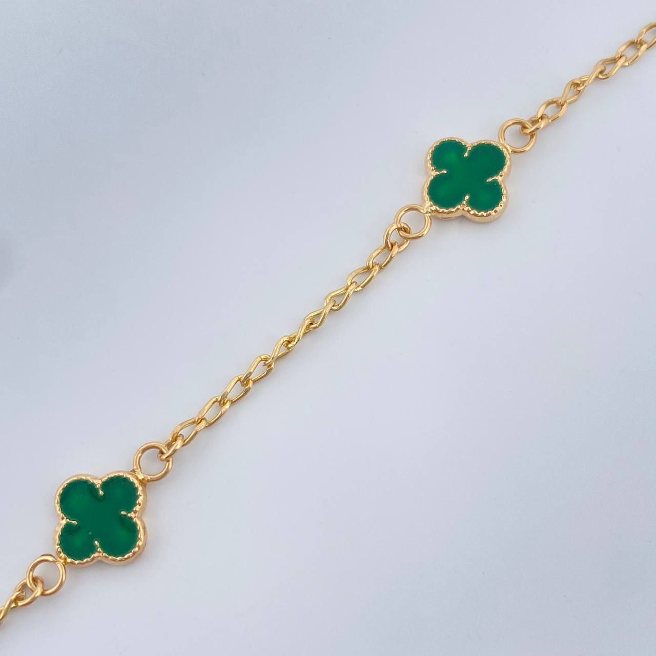 Pulso Trebol Espiga 2.5gr / 18.5cm / Oro Amarillo 18K &