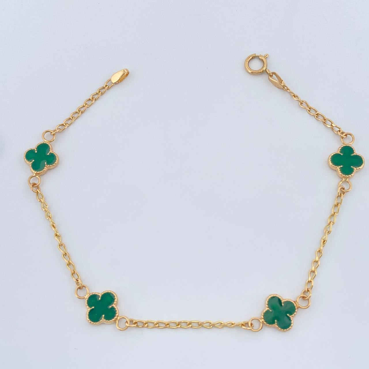 Pulso Trebol Espiga 2.5gr / 18.5cm / Oro Amarillo 18K &