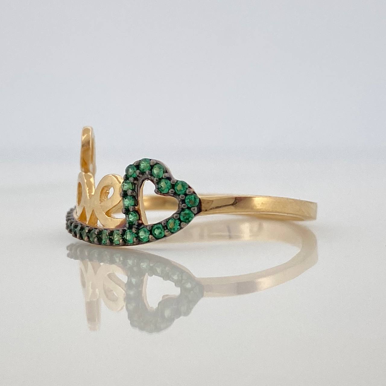 Anillo Love Corazon 1.9gr / T6 1/4 / Dos Oros Negro Amarillo 18K