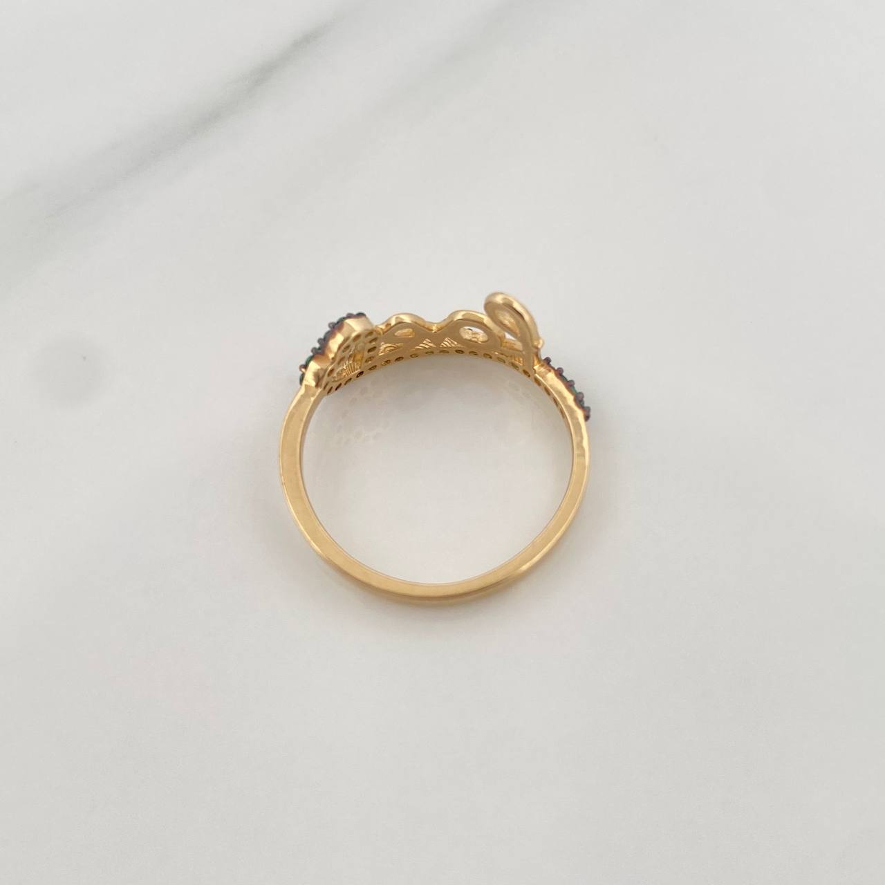 Anillo Love Corazon 1.9gr / T6 1/4 / Dos Oros Negro Amarillo 18K