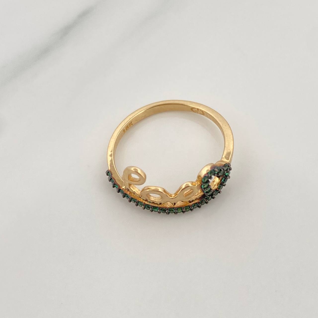 Anillo Love Corazon 1.9gr / T6 1/4 / Dos Oros Negro Amarillo 18K