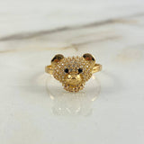 Anillo Oso 2.6gr / T6 3/4 / Circones Blancos-Negros Oro Amarillo