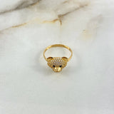 Anillo Oso 2.45gr / T7 1/4 / Circones Blancos-Negros Oro Amarillo
