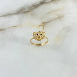 Anillo Oso 2.55gr / T6 1/2 / Circones Blancos-Negros-Rojos-Verdes Oro Amarillo