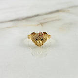 Anillo Oso 2.55gr / T6 1/2 / Circones Blancos-Negros-Rojos-Verdes Oro Amarillo