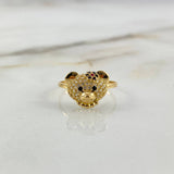 Anillo Oso 2.45gr / T6 3/4 / Circones Blancos-Negros-Rojos Oro Amarillo