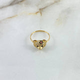 Anillo Oso 2.45gr / T6 3/4 / Circones Blancos-Negros-Rojos Oro Amarillo