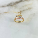 Anillo Princesa 2.5gr / T5 1/2 / Circones Blancos-Lilas Dos Oros Amarillo Blanco