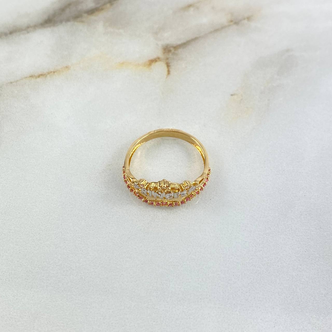 Anillo Princesa 2.45gr / T6 / Dos Oros Amarillo Blanco 18K ©