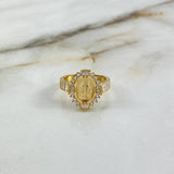 Anillo Virgen Milagrosa 4.3gr / T4 1/2 / Circones Blancos Oro Amarillo
