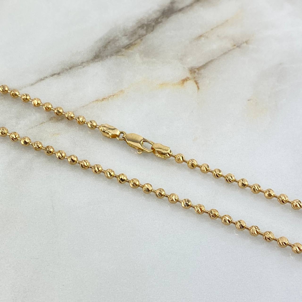 Cadena Militar 14gr / 50cm / 3mm Bolas Diamantadas Oro Amarillo +3 ©