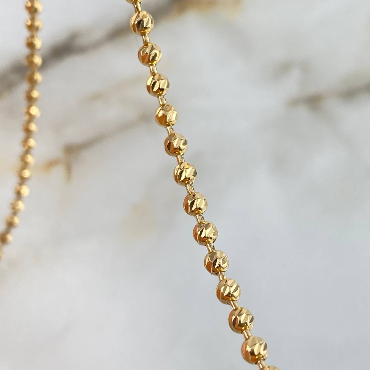 Cadena Militar 14gr / 50cm / 3mm Bolas Diamantadas Oro Amarillo +3 ©