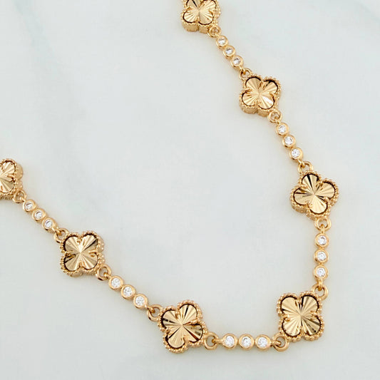 Cadena Trebol Diamantado Circulos 25.6 g / 46.5 cm / 2.51 mm Oro Amarillo 18K
