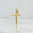 Dije Cristo Cruz 0.75gr / 2cm / Bastón Liso Oro Amarillo 18K *