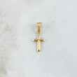 Dije cruz Cristo Puntas Planas 0.4gr / 1.7cm / Cargador Bordeado Oro Amarillo 18K *