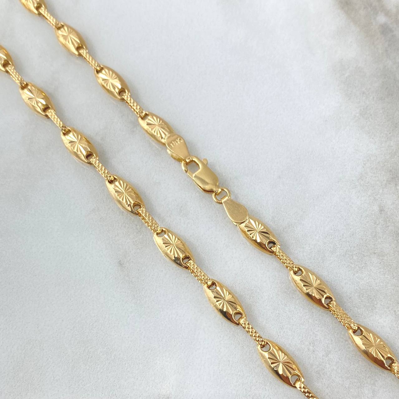 Cadena Rustica Ovalo 13.2gr / 60cm / 4.5mm Diamantada Oro Amarillo 18K