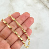 Cadena Rustica Ovalo 13.2gr / 60cm / 4.5mm Diamantada Oro Amarillo 18K