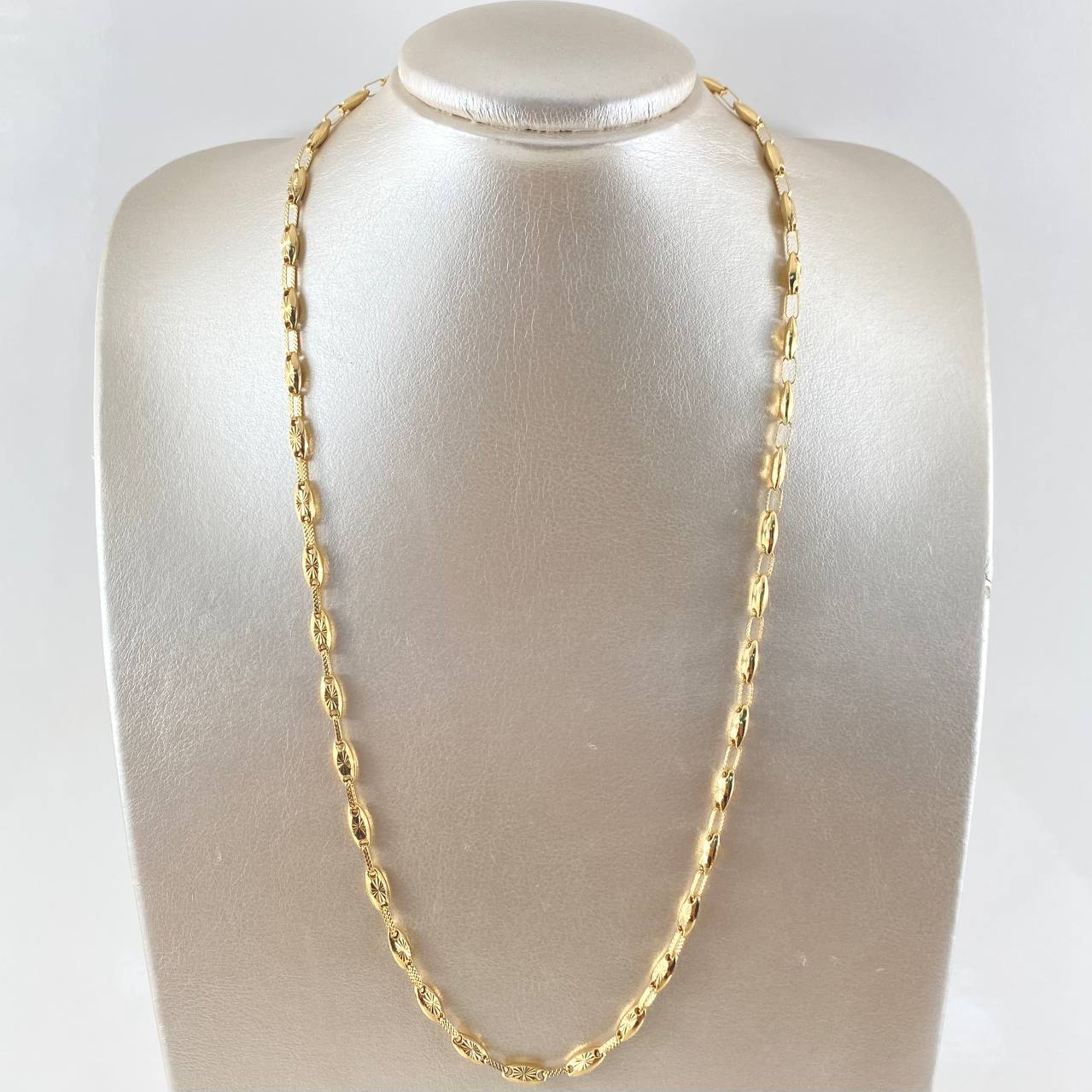 Cadena Rustica Ovalo 13.2gr / 60cm / 4.5mm Diamantada Oro Amarillo 18K