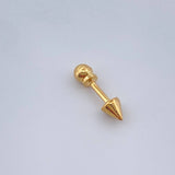 Piercing Punta 0.35gr / 1.2cm / Oro Amarillo 18K $