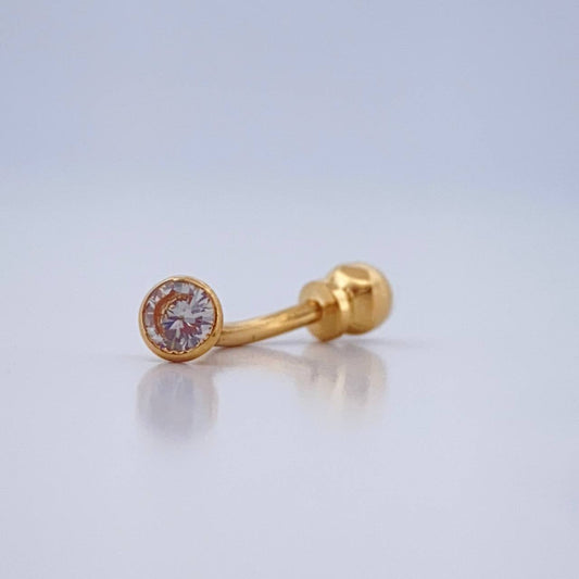 Piercing Ombligo Bisel Media Curva 0.3gr / 1.5cm / Oro Amarillo 18K $