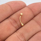 Piercing Ombligo Media Curva Bola 0.3gr / 1.6cm / Oro Amarillo 18K $