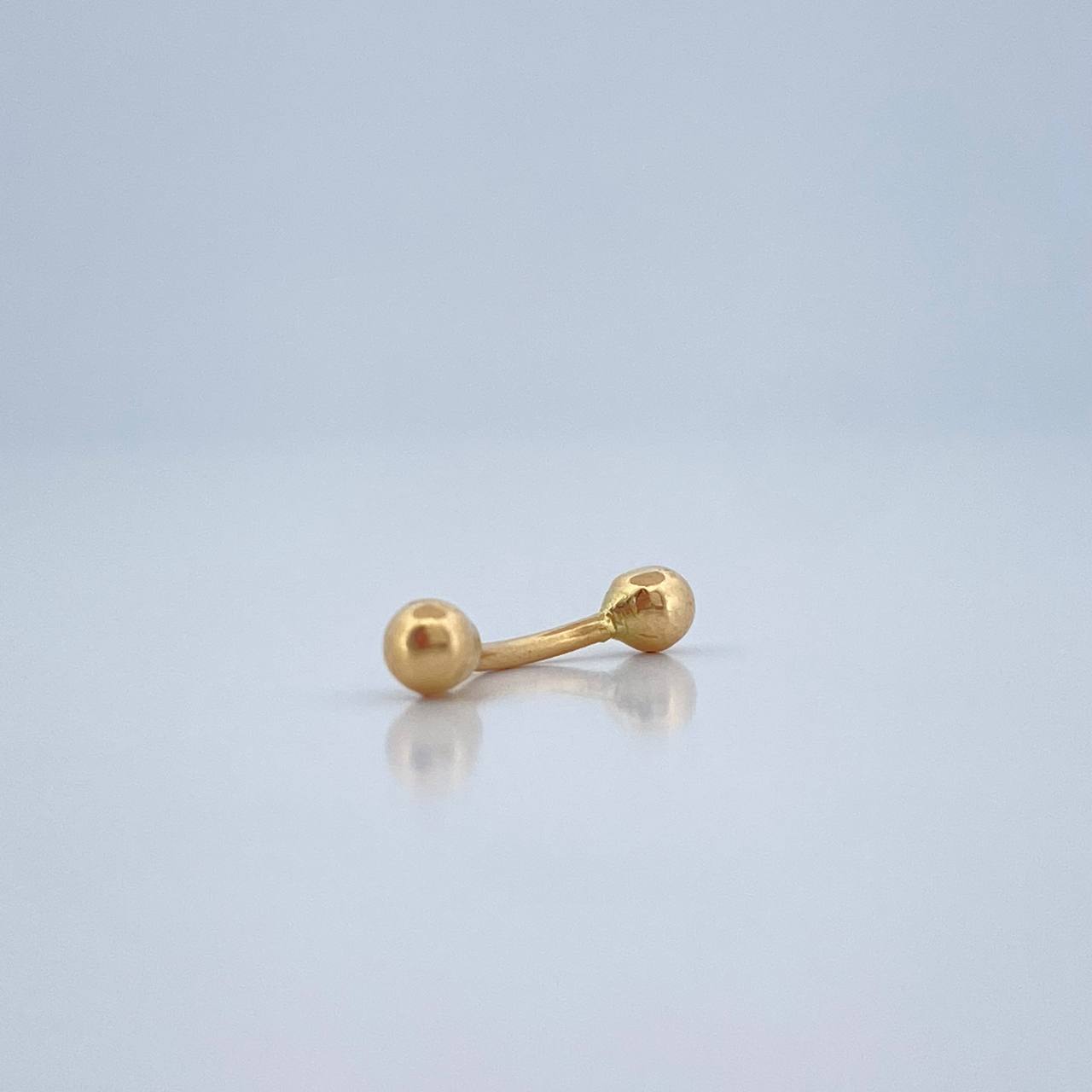 Piercing Ombligo Media Curva Bola 0.3gr / 1.6cm / Oro Amarillo 18K $