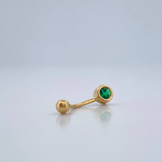 Piercing Ombligo Bisel Media Curva 0.4gr / 2cm / Oro Amarillo 18K $