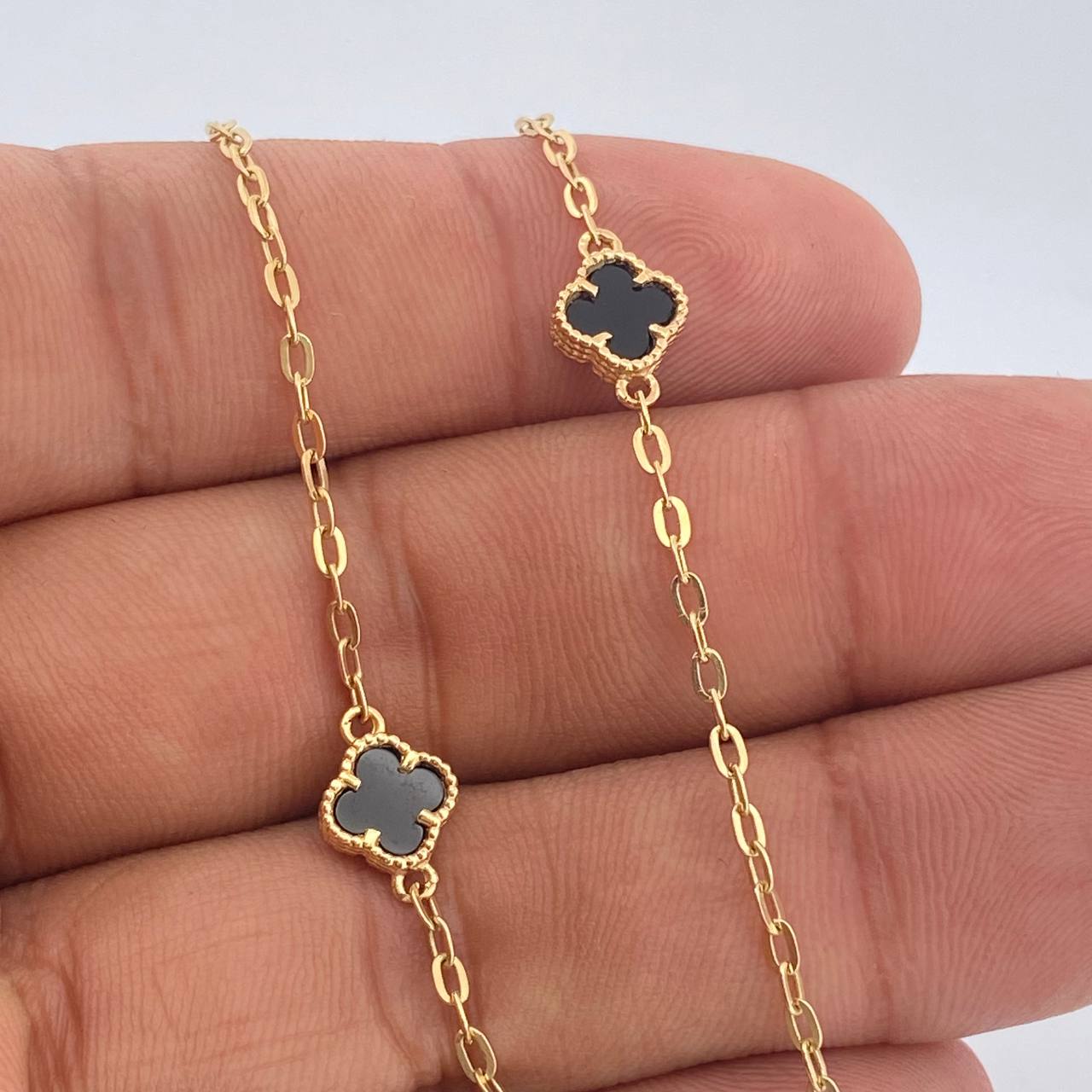 Cadena Aro Seguido Trebol 6.8gr / 44.6cm-Oro Amarillo 18K &