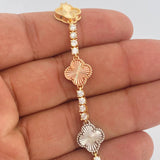 Pulso Tennis Trebol 13.85gr / 17.2cm-Tres Oros 18K &