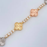 Pulso Tennis Trebol 13.85gr / 17.2cm-Tres Oros 18K &