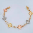 Pulso Tennis Trebol 13.85gr / 17.2cm-Tres Oros 18K &