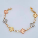 Pulso Tennis Trebol 13.85gr / 17.2cm-Tres Oros 18K &