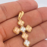 Dije Cruz Trebol 4.4gr / 4.2cm-Tres Oros 18K &
